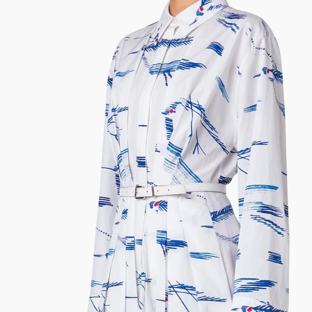 Akris Blue and White Long Sleeve Dress - Picture 4 of 8